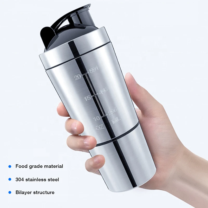 Nutrition Sports Fitness - Stainless Steel Protein Shaker Cup Portable